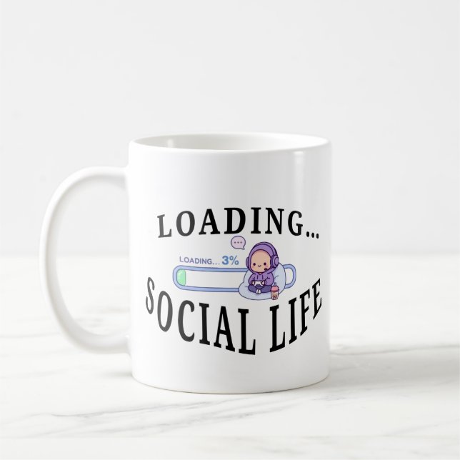 Rolig introvert kaffemugg - Laddar socialt batteri (Vänster)