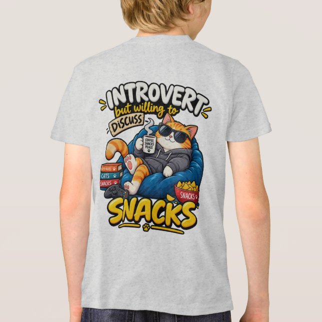 Rolig Introvert Katt Barn T-Shirt (Baksida)