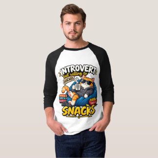 Rolig Introvert Katt Mäns Raglan Baseboll T-Shirt