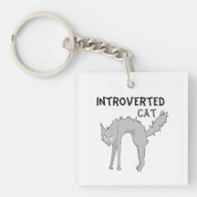 Rolig introvert kattnyckelring | present till vän