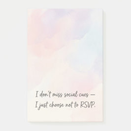 Rolig Introvert RSVP-citat & Subtil akvarell Post-it Block