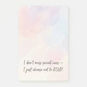Rolig Introvert RSVP-citat & Subtil akvarell Post-it Block