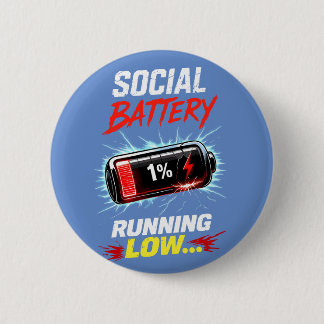 Rolig Introvert T-shirt för Låg Social Batterinivå Knapp