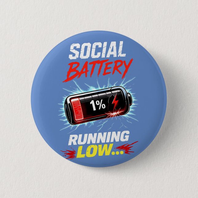 Rolig Introvert T-shirt för Låg Social Batterinivå Knapp (Framsida)