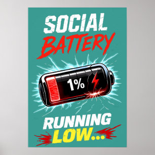 Rolig Introvert T-shirt för Låg Social Batterinivå Poster
