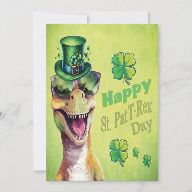Rolig irländsk dinosaurie leprechaun St Patricks D Julkort (Framsida)