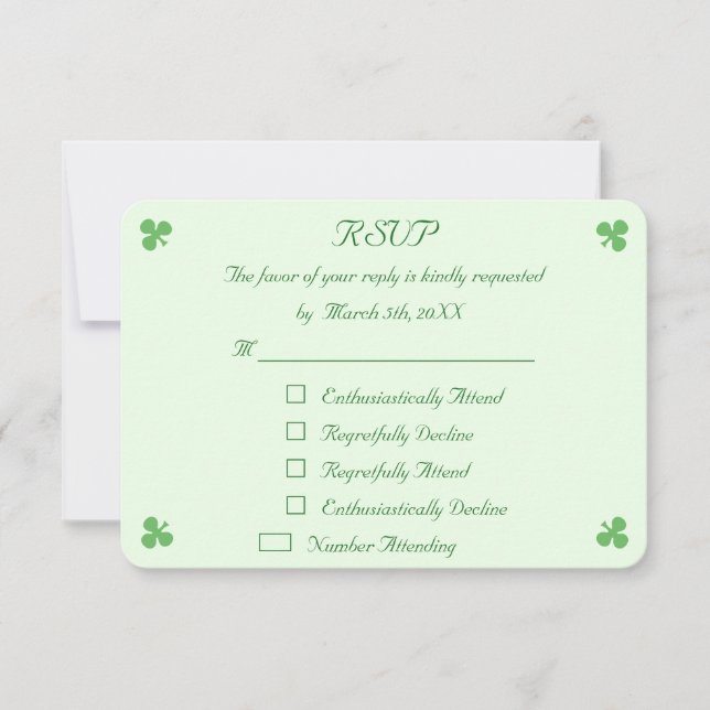 Rolig irländsk grön bröllopsinbjudan RSVP-kort OSA Kort (Framsida)