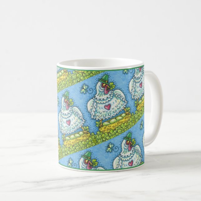 ROlig IRLÄNDSK HÖNA, GRÖNA ÄGG OCH TREKLÖVER SÖTT Kaffemugg (Framsida höger)
