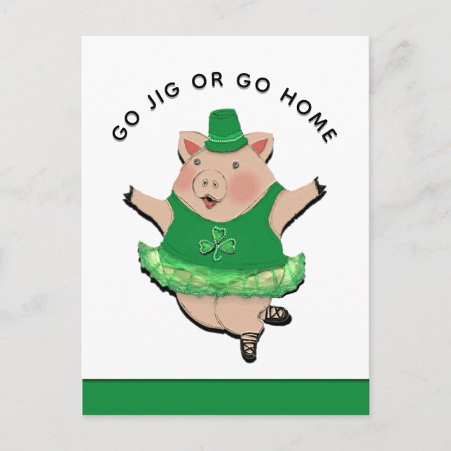 Rolig irländsk jig St. Patricks dag vykort (Framsida)