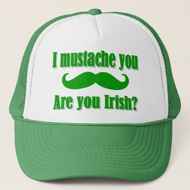 Rolig irländsk mustaschst patrick's day truckerkeps (Framsida)