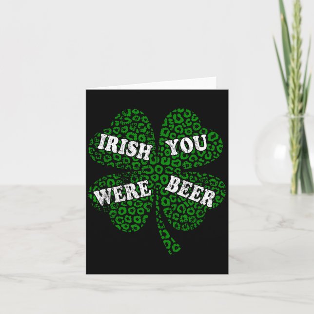 Rolig irländsk öl shamrock gepard st.patricks dag kort (Framsida)