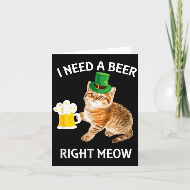 Rolig irländsk ölkat St Patricks Day Dricker Med Kort (Framsida)