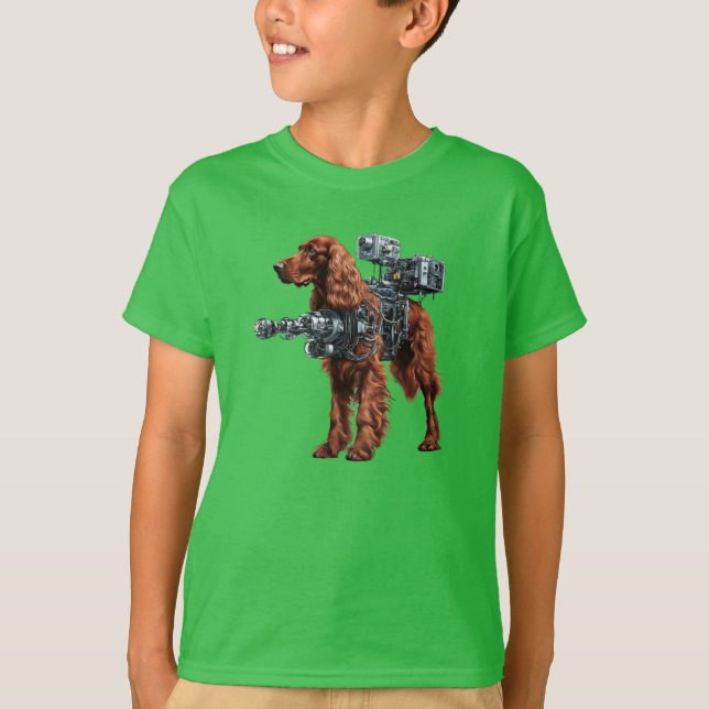 Rolig irländsk setter-robot t-shirt för barn (Framsida)