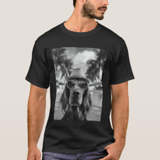 Rolig irländsk setter selfie hund sommarlov t shirt