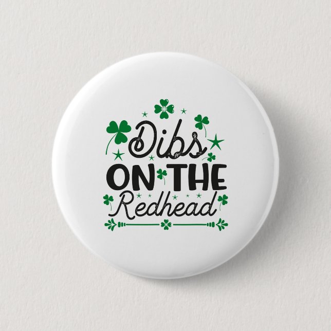 Rolig irländsk St Patricks Day Shamrock Dibs På R Knapp (Framsida)