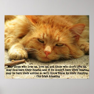 Rolig irländsk välsignelse med att le kattunge poster