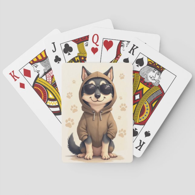 Rolig irländsk varghund Kawaii Hund Casinokort (Baksidan)