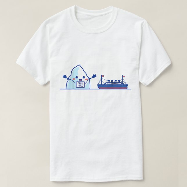Rolig isberg och fartygs Free Hugs-meme T Shirt (Design framsida)