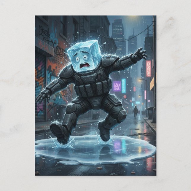 Rolig isbit som faller på is  vykort (Framsida)