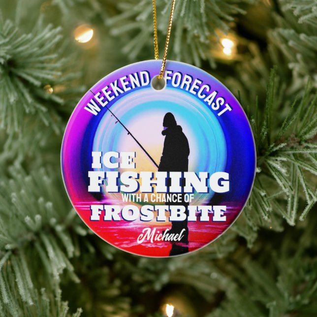 Rolig Isfiske Frostskada Julgransprydnad Keramik (Träd)