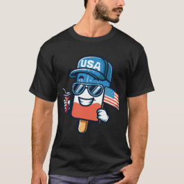 Rolig Isglass 4:e Juli Patriotisk Amerikansk Flagg T Shirt