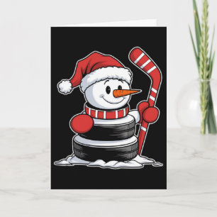 Rolig ishockey snömannen jultomten mössa julklappa kort