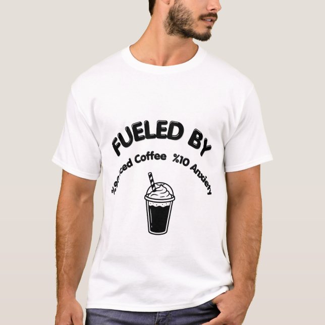 Rolig Iskaffe och Ångest T-Shirt - %90 Kaffe (Framsida)