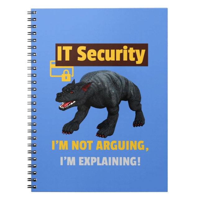 Rolig IT-säkerhet Förklarar teknisk humor Design Anteckningsbok (Framsidan)
