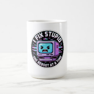 Rolig IT-stöddekal - Jag Fixar Dumt En Omstart Kaffemugg