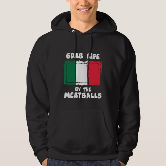 Rolig italiensk italien Flag1 för gåvaidéMeatball Hoodie (Framsida)