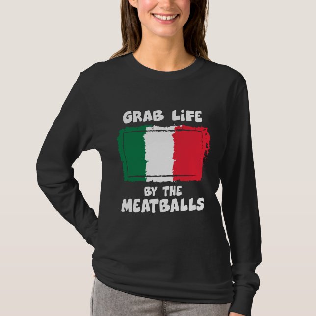 Rolig italiensk italien Flag1 för gåvaidéMeatball T Shirt (Framsida)