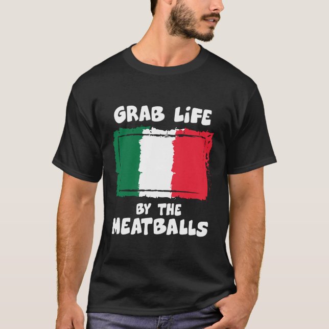 Rolig italiensk italien Flag1 för gåvaidéMeatball T Shirt (Framsida)