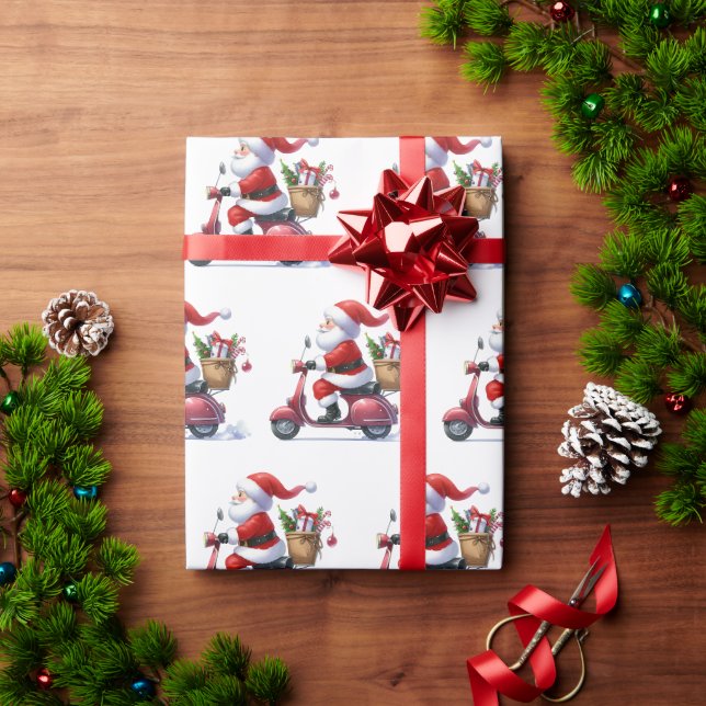 Rolig italiensk tomte på Vespa Babbo Natale Presentpapper (Julgåva)