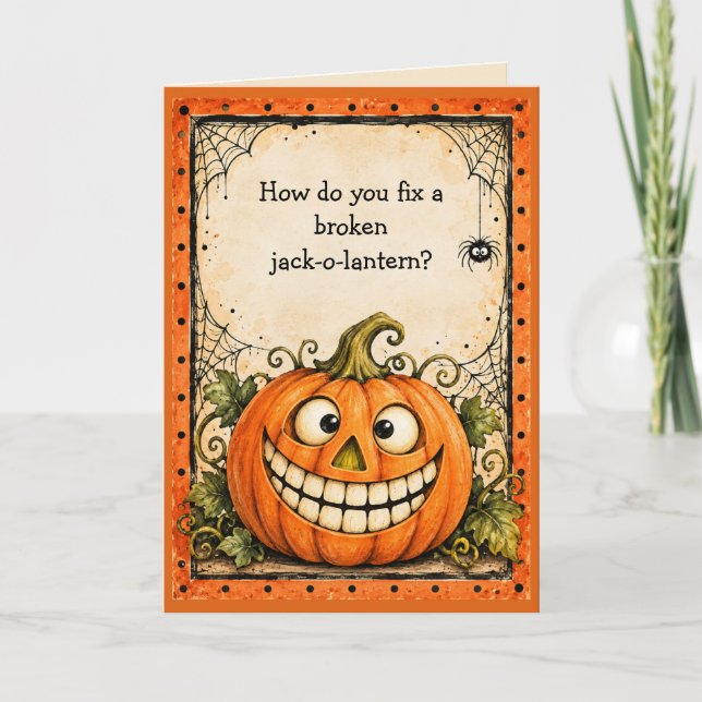 Rolig Jack O Lantern Halloween skämtkort Kort (Framsida)