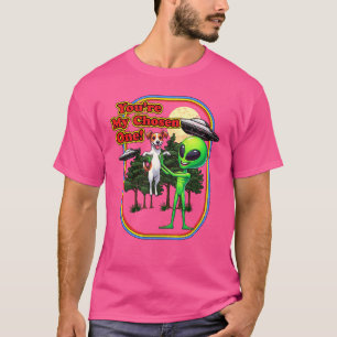 Rolig Jack Russel Alien Du är den utvalda UFO-män T Shirt