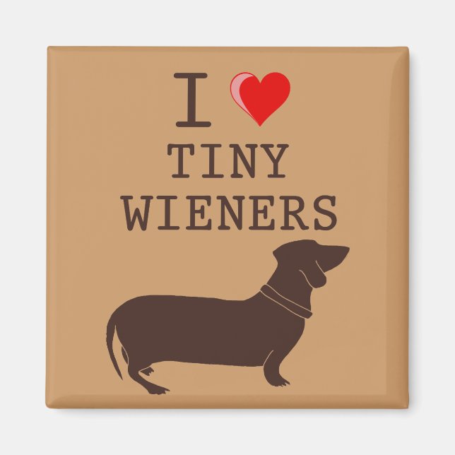 Rolig Jag älskar liten wiener Dachshund Magnet (Framsidan)