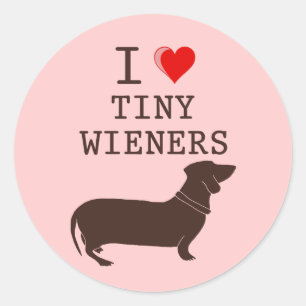Rolig Jag älskar liten wiener Dachshund Runt Klistermärke