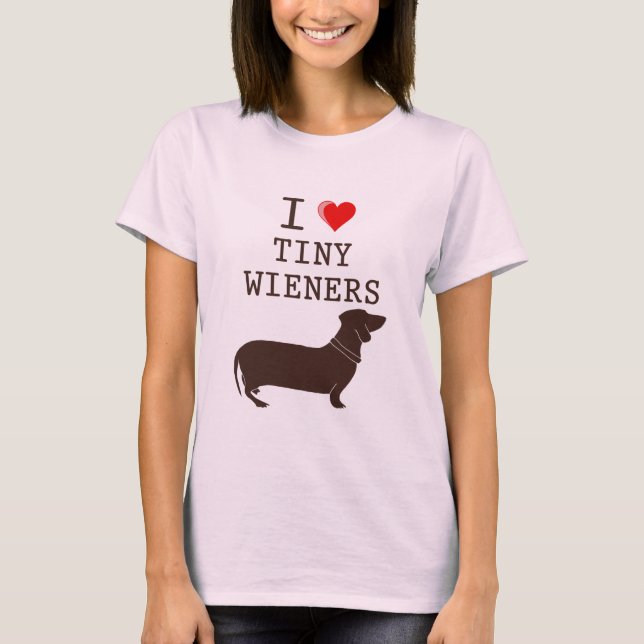 Rolig Jag älskar liten wiener Dachshund Tee Shirt (Framsida)