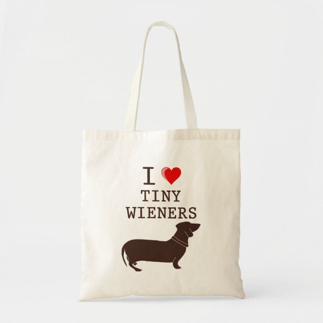 Rolig Jag älskar liten wiener Dachshund Tygkasse (Framsidan)