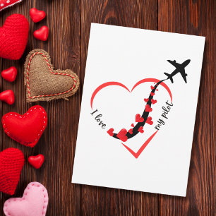 Rolig jag älskar mitt pilot-hjärta & flygplan Roma Kort