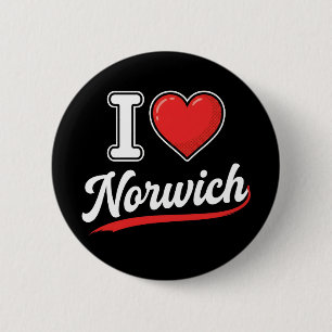 rolig Jag älskar Norwich Retro Turist Resegrafik Knapp