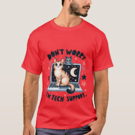 Rolig "Jag är teknisk support" IT-katt bärbar dato T Shirt