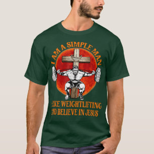 Rolig jag gillar tyngdlyftning och tror på Jesus K T Shirt