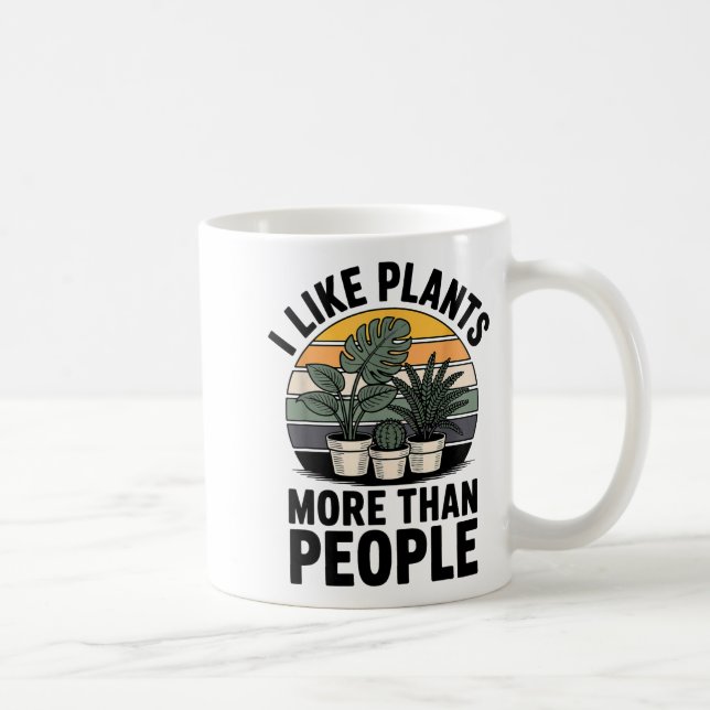Rolig jag gillar växter mer än människor design  kaffemugg (Höger)