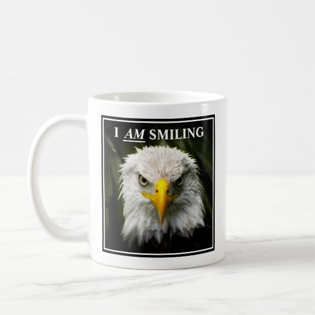 Rolig Jag Ler Grinig Örn Foto Kaffemugg (Vänster)