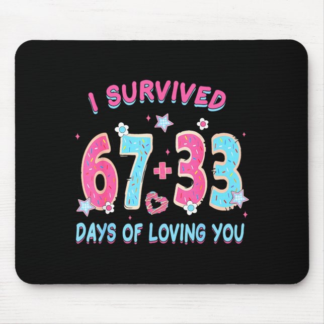 Rolig jag överlevde 67 + 33 dagar av att älska dig musmatta (Framsidan)