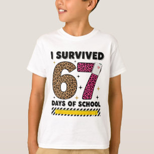 Rolig jag överlevde 67 dagar skola leopard lärare  t shirt