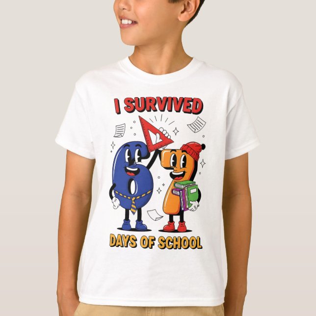 Rolig jag överlevde 67 dagar skola meme barn lärar t shirt (Framsida)