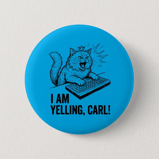 Rolig Jag Skriker Carl Gör Katt Meme Humor Citat Knapp (Framsida)