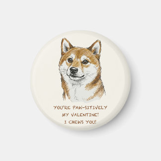 Rolig "Jag tuggar på dig" Shiba Inu Alla hjärtans  Magnet